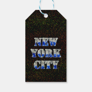 Silberne blaue Glitzern New York City Geschenkanhänger