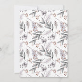 Silberne, blaugraue, rostbraune Winterhochzeit Einladung (Rückseite)