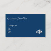 Silberne Blicklotos-Blume im Mitternachtsblau Visitenkarte (Rückseite)