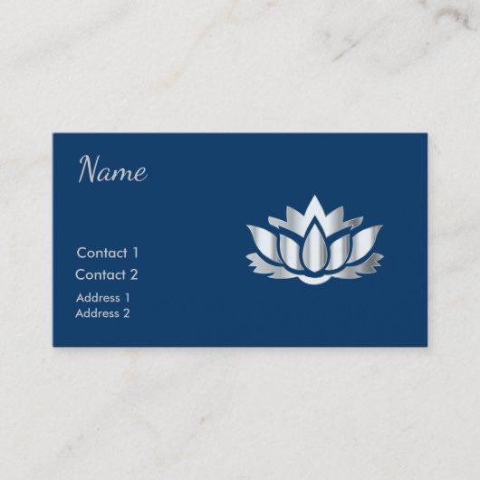 Silberne Blicklotos-Blume im Mitternachtsblau Visitenkarte (Vorderseite)