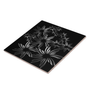 Silberne Blume Fliese