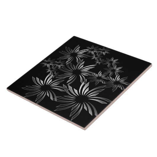 Silberne Blume Fliese (Seite)