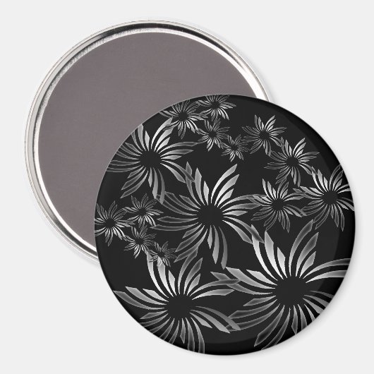 Silberne Blume Magnet (Vorderseite/Rückseite)