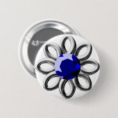 Silberne Blume mit blauem Stein Button (Vorne & Hinten)