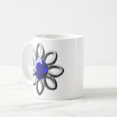Silberne Blume mit blauem Stein Kaffeetasse (Vorderseite Links)