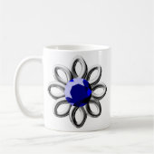 Silberne Blume mit blauem Stein Kaffeetasse (Links)