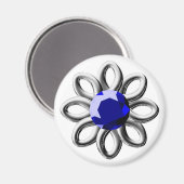 Silberne Blume mit blauem Stein Magnet (Vorderseite/Rückseite)