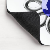 Silberne Blume mit blauem Stein Mousepad (Ecke)