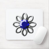 Silberne Blume mit blauem Stein Mousepad (Mit Mouse)