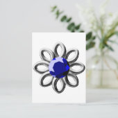 Silberne Blume mit blauem Stein Postkarte (Stehend Vorderseite)