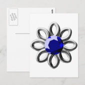 Silberne Blume mit blauem Stein Postkarte (Vorne/Hinten)