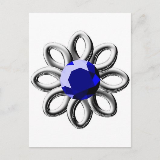 Silberne Blume mit blauem Stein Postkarte (Vorderseite)