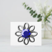 Silberne Blume mit blauem Stein Postkarte (Stehend Vorderseite)