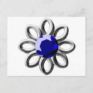 Silberne Blume mit blauem Stein Postkarte