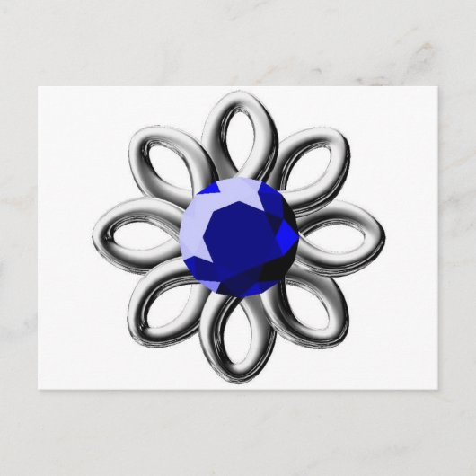 Silberne Blume mit blauem Stein Postkarte (Vorderseite)