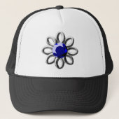 Silberne Blume mit blauem Stein Truckerkappe (Vorderseite)