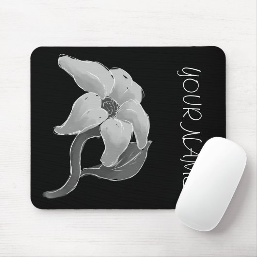 Silberne Blume Mousepad (Mit Mouse)