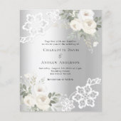 Silberne Blumen Einladung Hochzeitsfeier (Vorderseite)