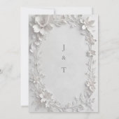 Silberne Blumen-Hochzeitseinladung mit Prägedruck Einladung (Rückseite)