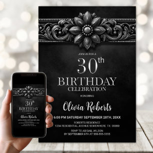 Silberne Blumen-Party zum 30. Geburtstag Einladung