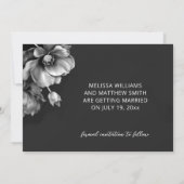 Silberne Blumen Schwarze Hochzeit Save The Date (Rückseite)