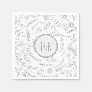 Silberne Blumenblätter Rustikale Hochzeitsrezeptio Serviette