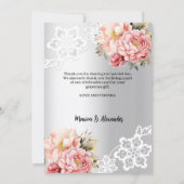 Silberne Blumenspitze Hochzeit Foto danke Karte (Rückseite)