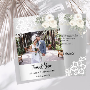 Silberne Blumenspitze Hochzeit Foto danke Karte