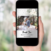 Silberne Blumenspitze Hochzeit Foto danke Karte