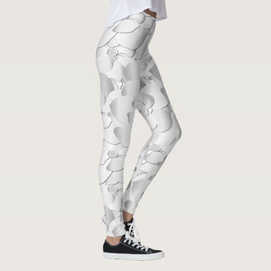 Silberne Blüte Leggings (Rechts)