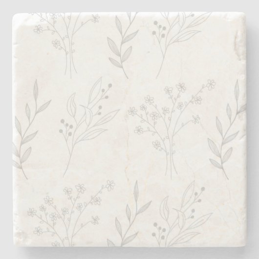 Silberne Boho-Hochzeit mit Blumen Steinuntersetzer (Vorderseite)