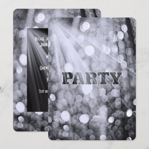 Silberne Bokeh-Partylichter Einladung