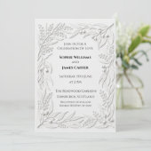 Silberne botanische Hochzeit Einladung (Stehend Vorderseite)