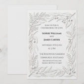Silberne botanische Hochzeit Einladung (Vorne/Hinten)