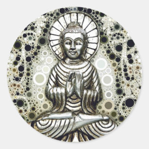 Silberne Buddha-Aufkleber Runder Aufkleber