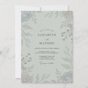 Silberne Celadon-Blumenhochzeit Einladung