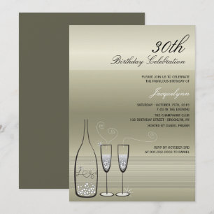 Silberne Champagne Meilenstein-Geburtstagsparty- Einladung
