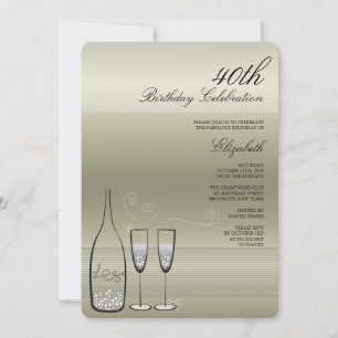 Silberne Champagne Meilenstein-Geburtstagsfeier-Ei Einladung