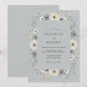 Silberne Champagner-Blumenhochzeit Einladung (Vorne/Hinten)