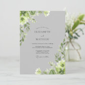 Silberne Chartreuse-Blatt-Hochzeit Einladung (Stehend Vorderseite)