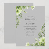 Silberne Chartreuse-Blatt-Hochzeit Einladung (Vorne/Hinten)