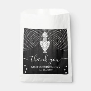 Silberne Diamant Parfümflasche Quinceanera Geschenktütchen