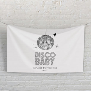 Silberne Disco-Kugel 'Disco Baby' Babyparty Banner