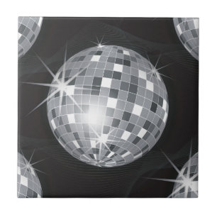 silberne Disco-Kugel Fliese