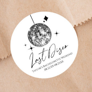 Silberne Disco-Kugel Letzte Disco-Junggesellinnenp Runder Aufkleber