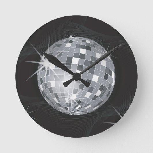 silberne Disco-Kugel Runde Wanduhr (Vorderseite)