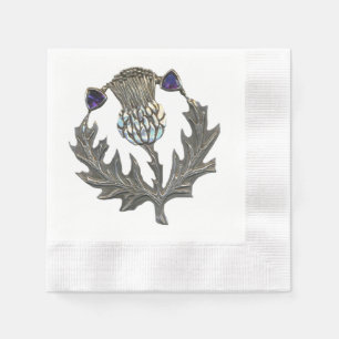 Silberne Distel-Papierservietten Serviette