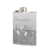 Silberne DruckPaillette, Bogen u. Diamant Flachmann (Links)