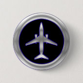 Silberne Düsenflugzeug Button (Vorderseite)