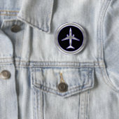 Silberne Düsenflugzeug Button (Beispiel)